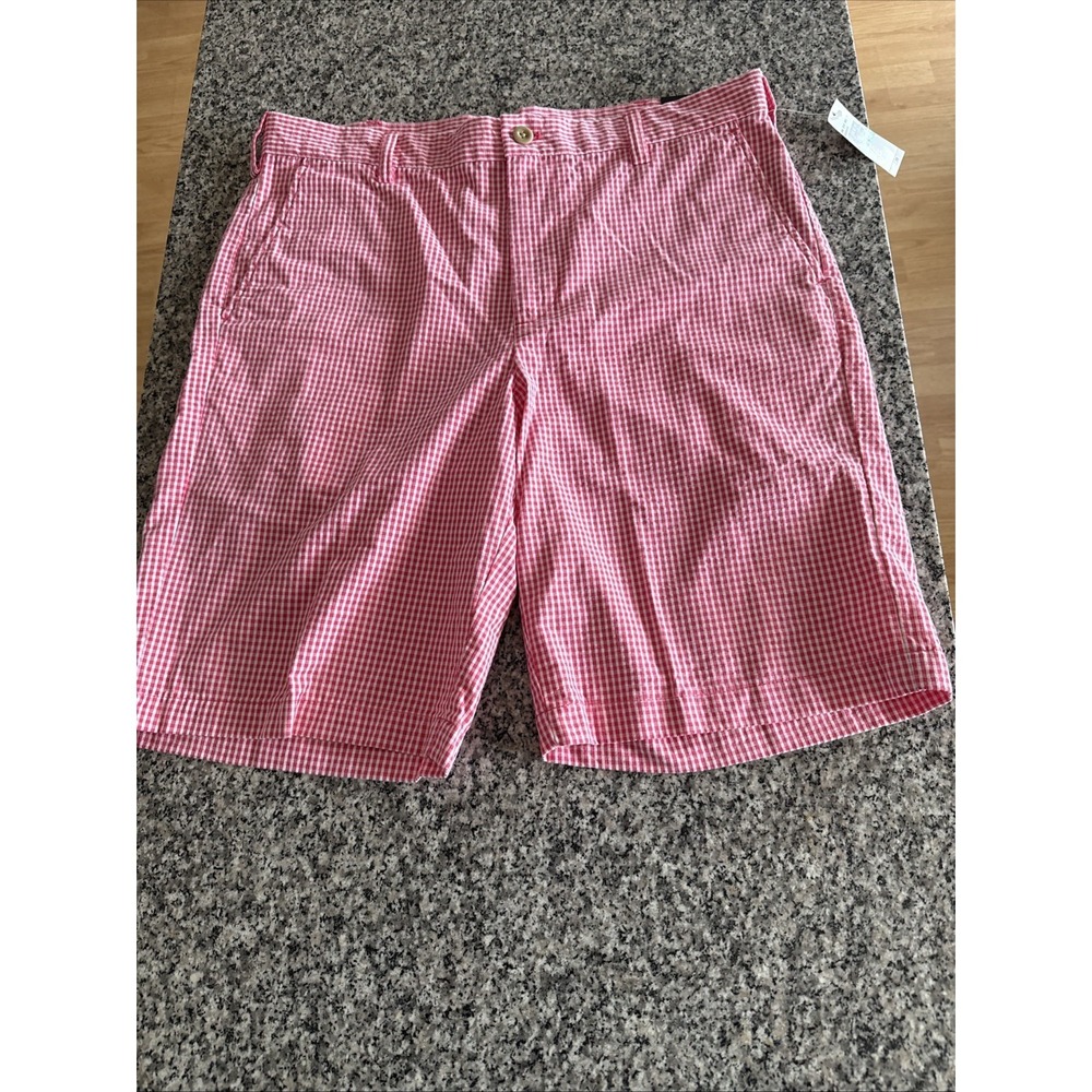 Izod Wicking Shorts Men's 34 Pink White Checkered Gingham Golf Casual Outdoor